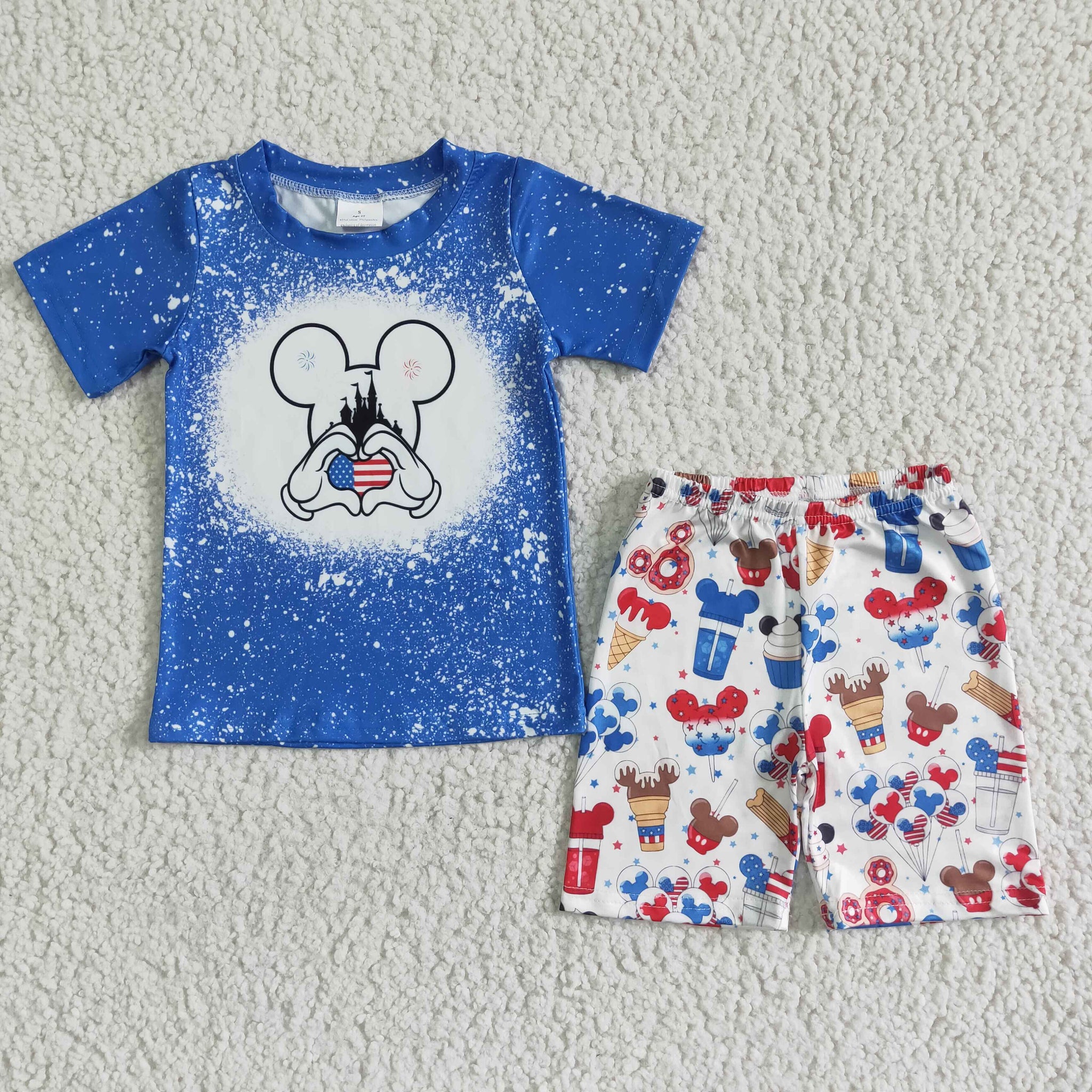 BSSO0068 4th of July Baby Boys Short Sleeve Summer Shorts Sets