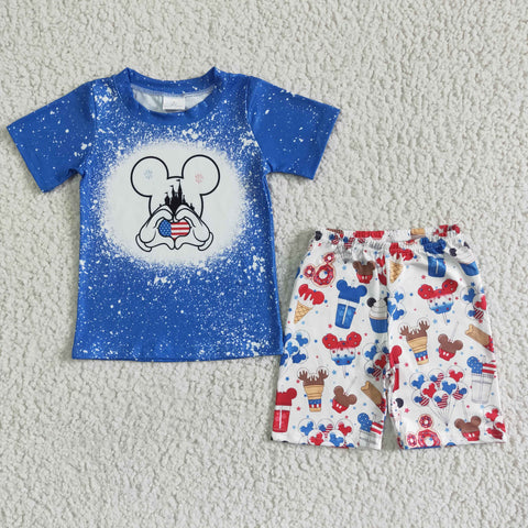 BSSO0068 4th of July Baby Boys Short Sleeve Summer Shorts Sets