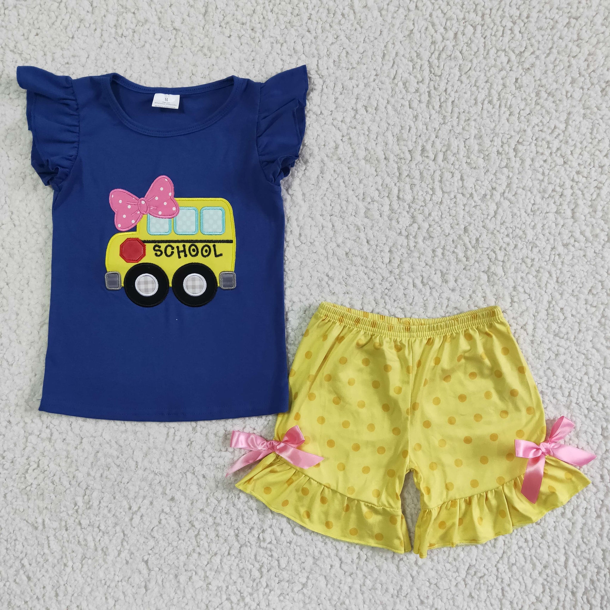 GSSO0091 Baby Girls back to school  Summer Short Sleeve Shorts Sets