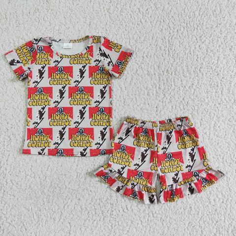 GSSO0119 Baby Girls  Cowboy  Short Sleeve Shorts Sets