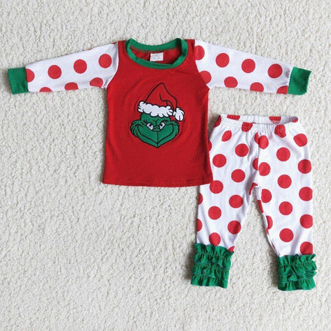 Christmas Girl Winter cartoon embroidery Pajama Set
