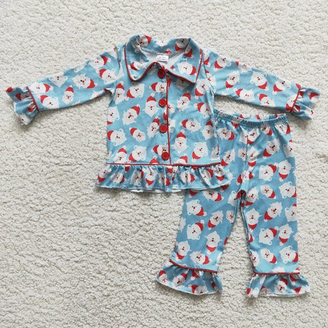 Christmas Girl Winter santa print Pajama Set
