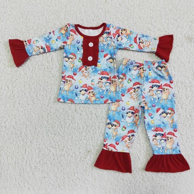Christmas Girl Winter Cartoon  print Pajama Set