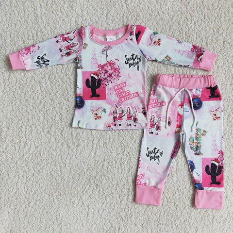 Christmas Girl pink  Pajama Set