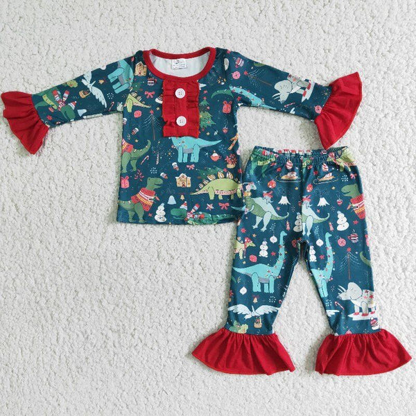 Christmas Dinosaur Pajama Set  for girl