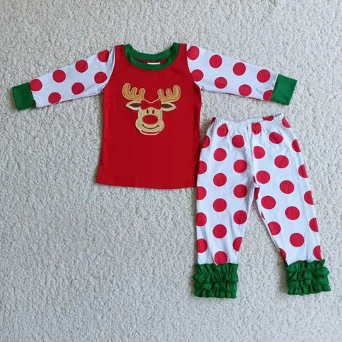 Christmas Girl Antlers Pajama Set