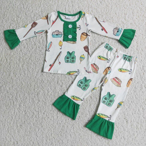 fishing gear autumn girls pajamas set