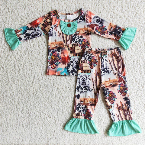 desert bull head autumn and winter girls pajamas