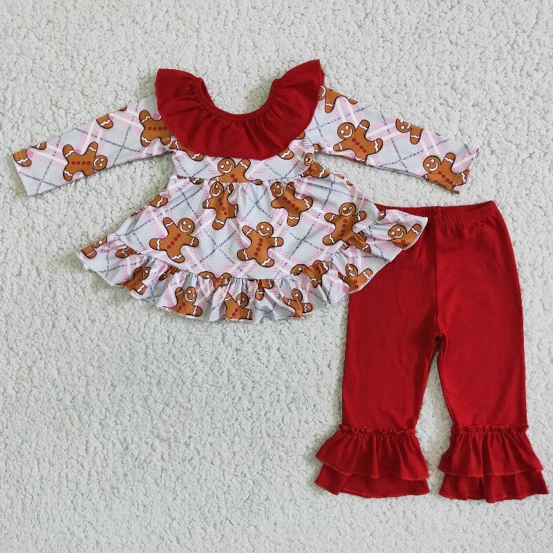 Gingerbread Print Girl Christmas Set