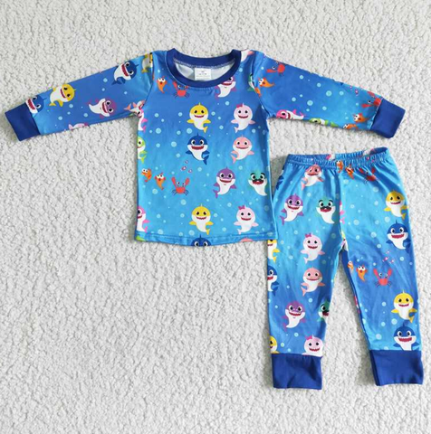 Baby Boys shark Long Sleeve Pajamas Sets Sleepwear
