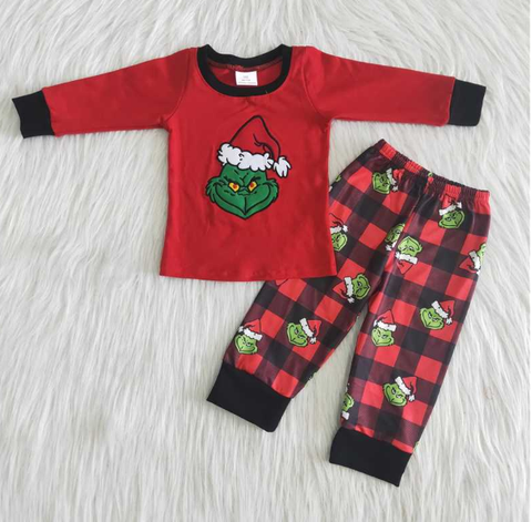 Christmas Embroidery Boys Winter Pajama Set
