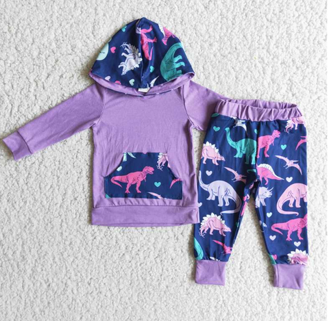 Baby Boys Dinosaur Hoodies Long Sleeve and Long Pants Sets