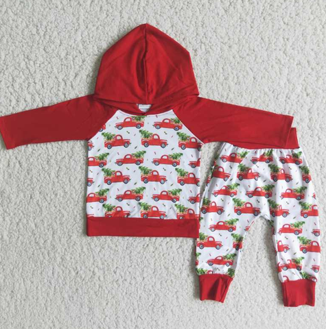 Truck Christmas Tree Boy Long Sleeve Suit