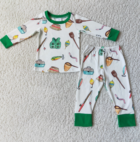 Baby Boys Fish  Long Sleeve Pajamas Sets Sleepwear