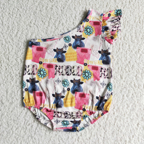 SR0059 Cowboy Letter Infant Baby Girls Romber