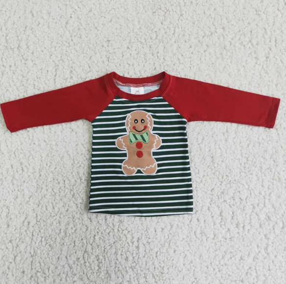 6 A24-15 Boy Green Striped Long Sleeve Top