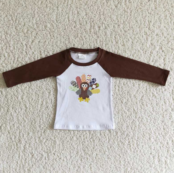 6 A20-28 Boy Brown Turkey Long Sleeve Top