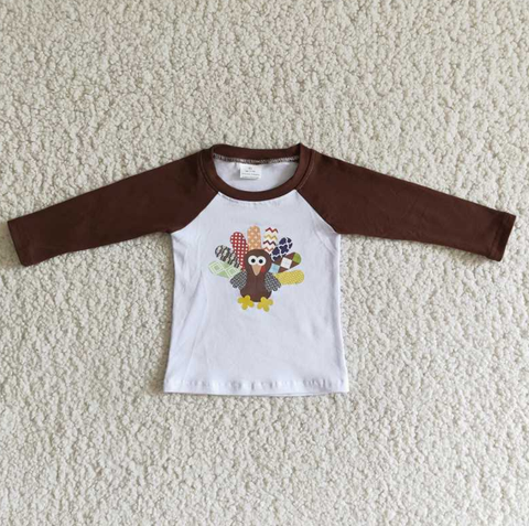 6 A20-28 Boy Brown Turkey Long Sleeve Top