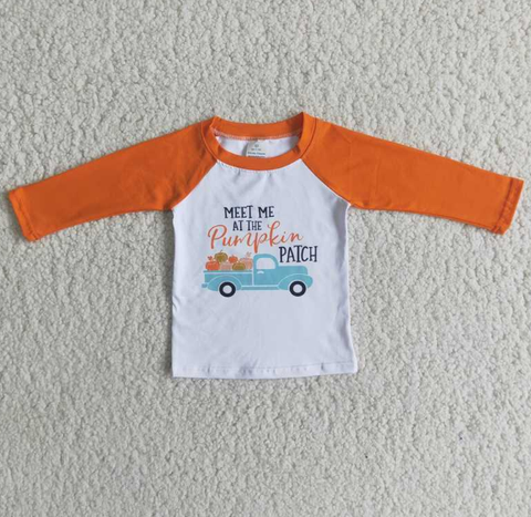 6 A11-17 Boy Pumpkin Cart Long Sleeve Top