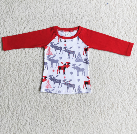 6 C8-29 Boy Red Long Sleeve Elk Top