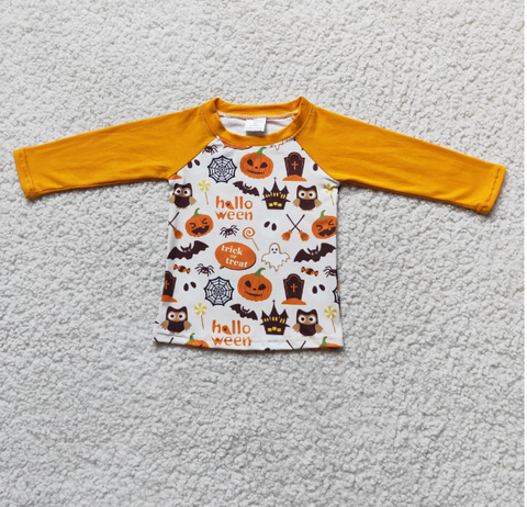 6 A17-18 Boy Halloween Pumpkin Long Sleeve Top