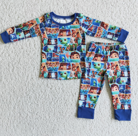 Baby Boys  Cartoon Print Long Sleeve Pajamas Sets Sleepwear