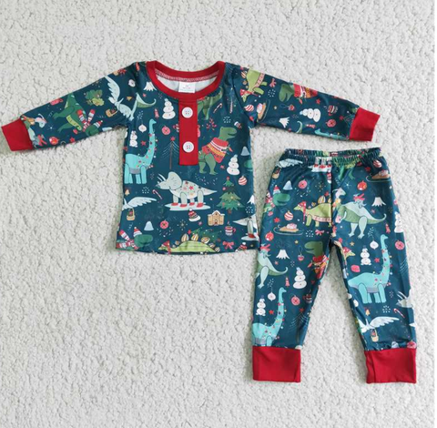 Thanksgiving Boys Pumpkin Embroidered Pajama Set