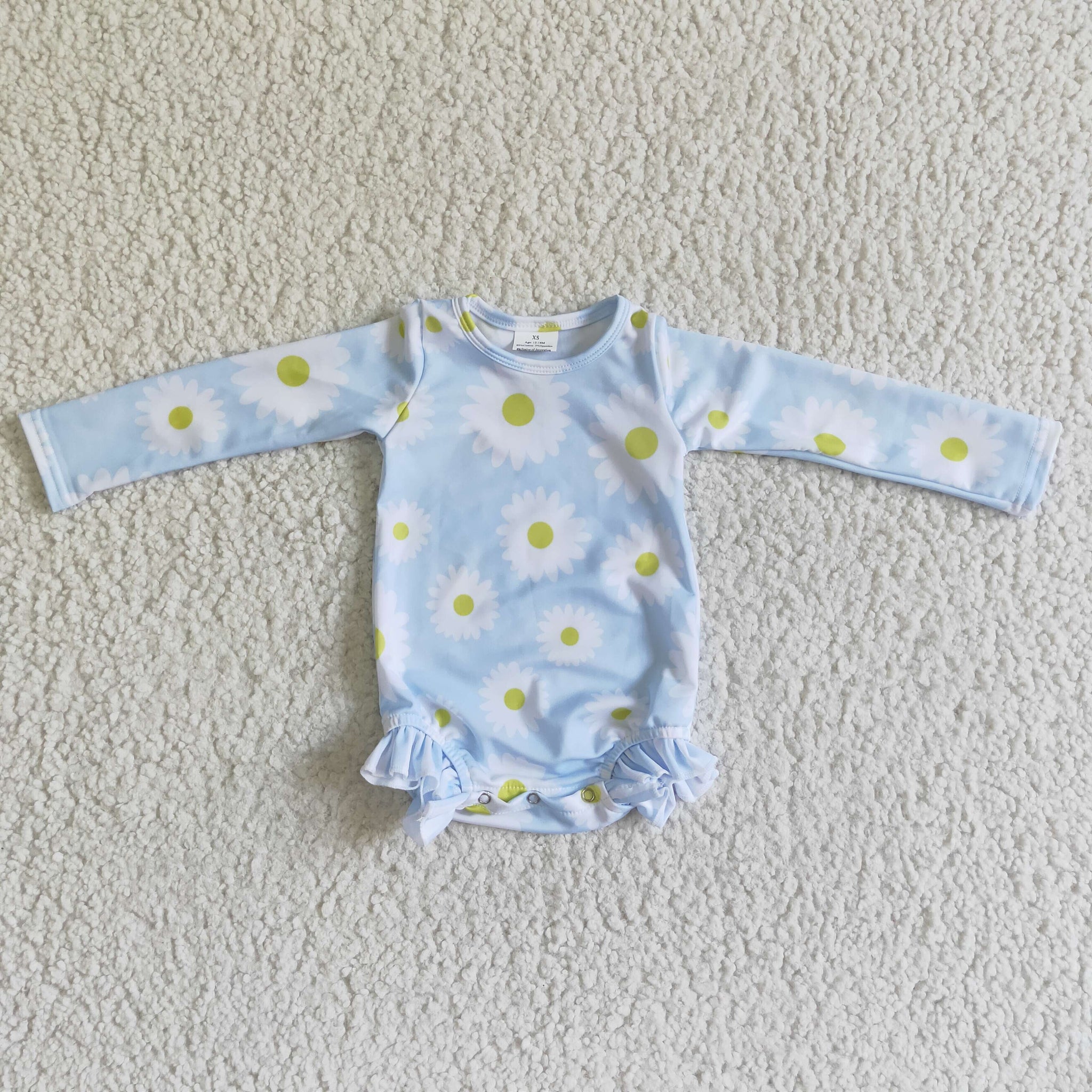 LR0002 Girl light blue daisy romper