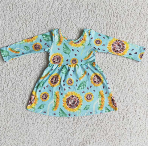 6 A1-13 Baby Girls Long sunflower Sleeve Dress