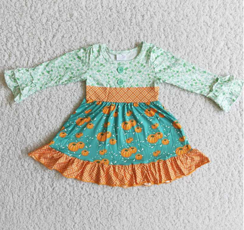 6 A14-26 Patterned Pumpkin Long Sleeve Skirt