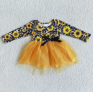 6 A29-27 Sunflower leopard print tulle skirt with bow