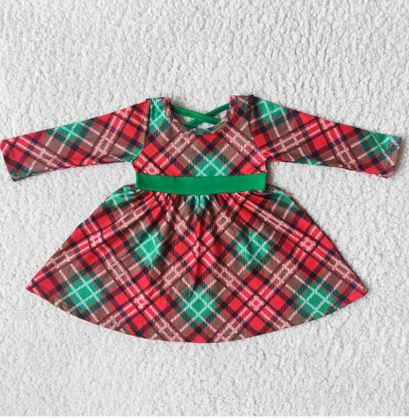 6 A8-19 red and green plaid  dress