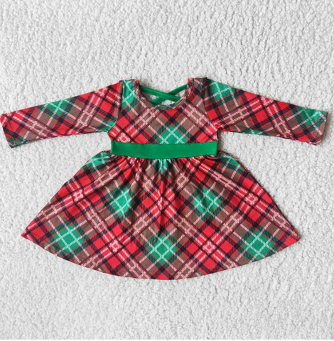 6 A8-19 red and green plaid  dress