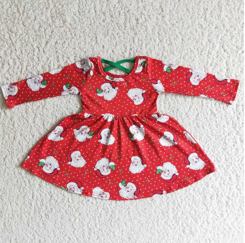 6 C10-18 Santa's Polka Dot Red Long Sleeve dress