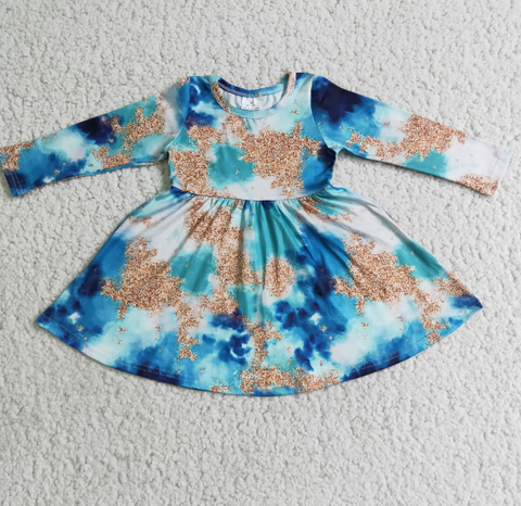 6 A6-18 tie-dye long-sleeve dress