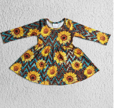 6 B3-22 sunflower long sleeve dress