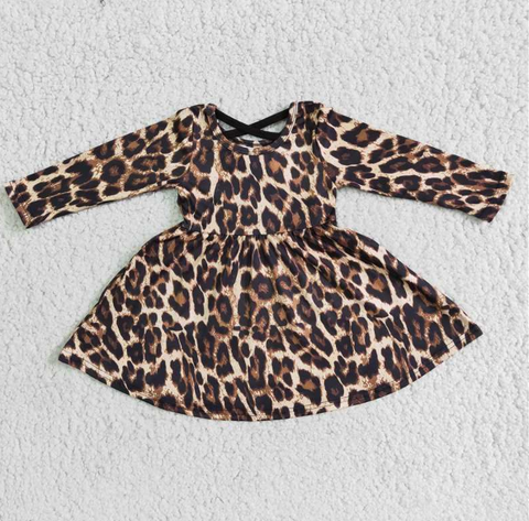 6 A15-30 Leopard Print Long Sleeve Dress