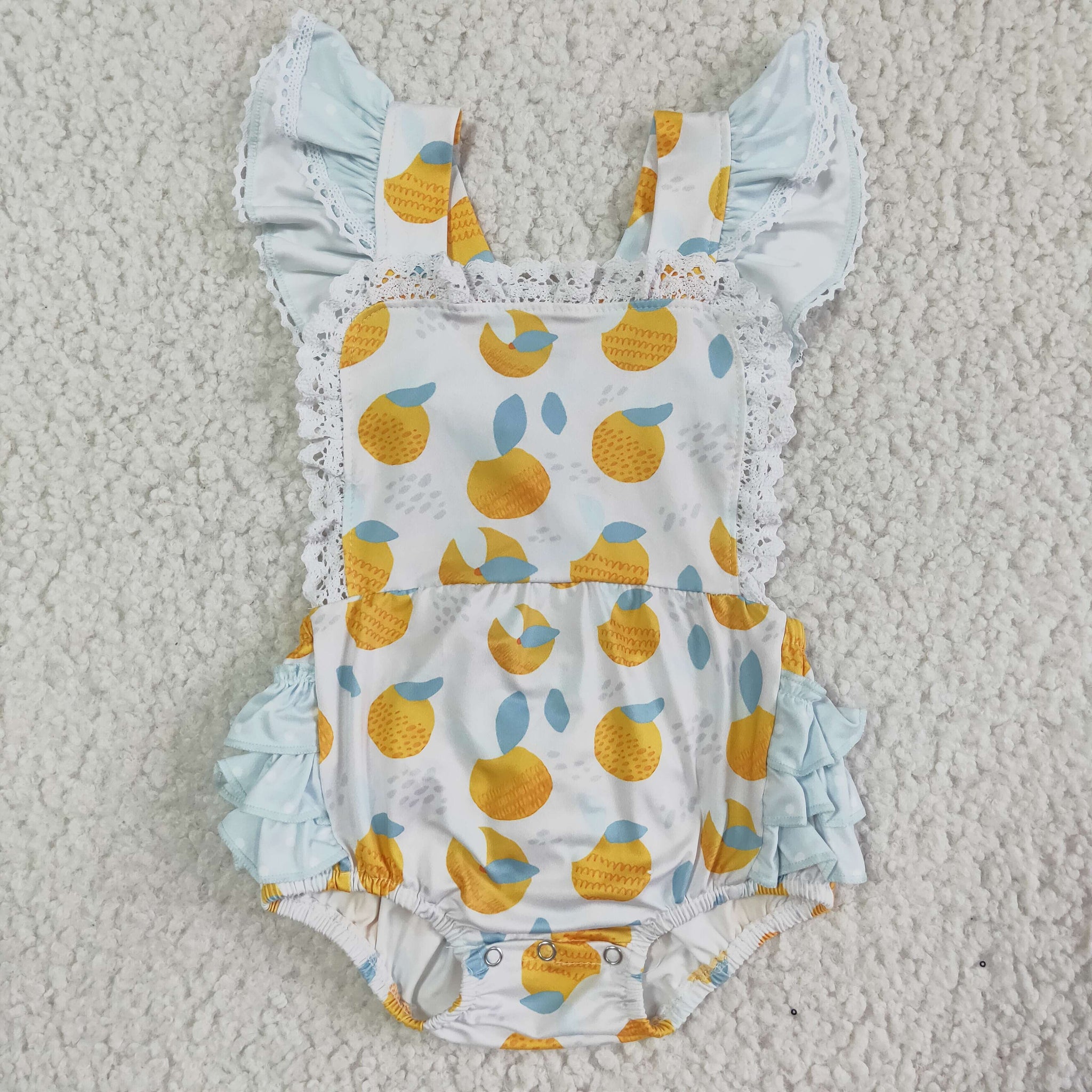 SR0033 Lemon Lace Newborn Infant Baby Girls Romber