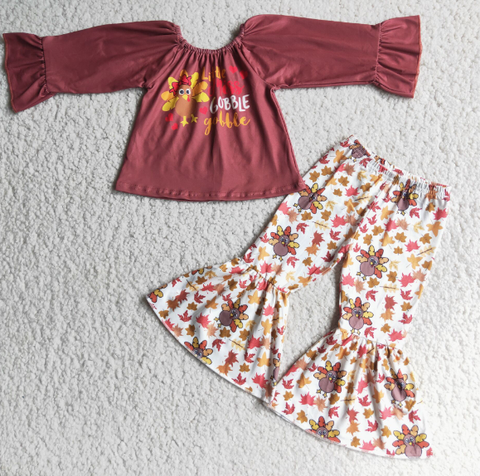 thanksgiving turkey gobble letter maple girl set