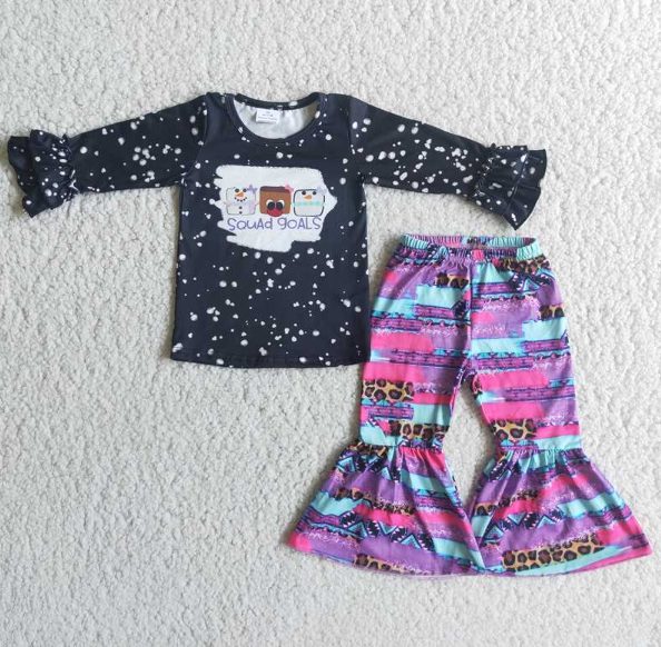 SQUAD GOALS Girls Lace Flared Pants Set