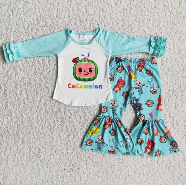 Watermelon Smiley  Flared Pants Set