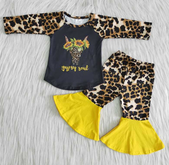 Sunflower Bull Head Leopard Print Long Sleeve Suit