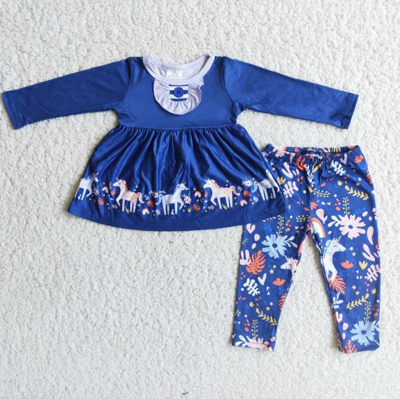 Bull Head Black Long Sleeve Plaid Pants Set