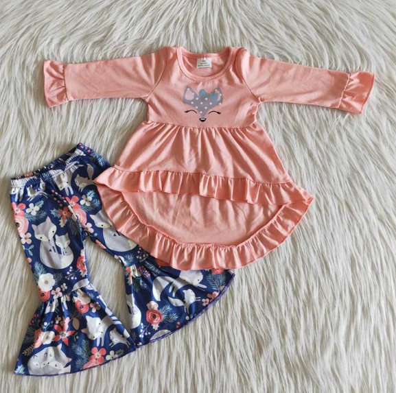 Offset Fox Pink Long Sleeve Blue Pants