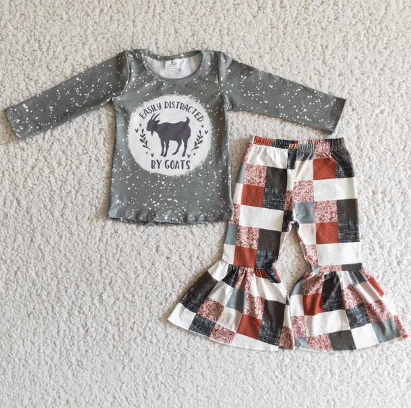 GOATS goat grey long-sleeve plaid pants