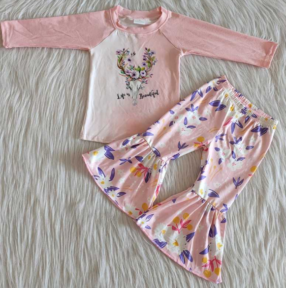 Flower Bull Head Light Color Long Sleeve Suit