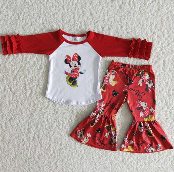 cartoon Long Sleeve Top Flared Pants set