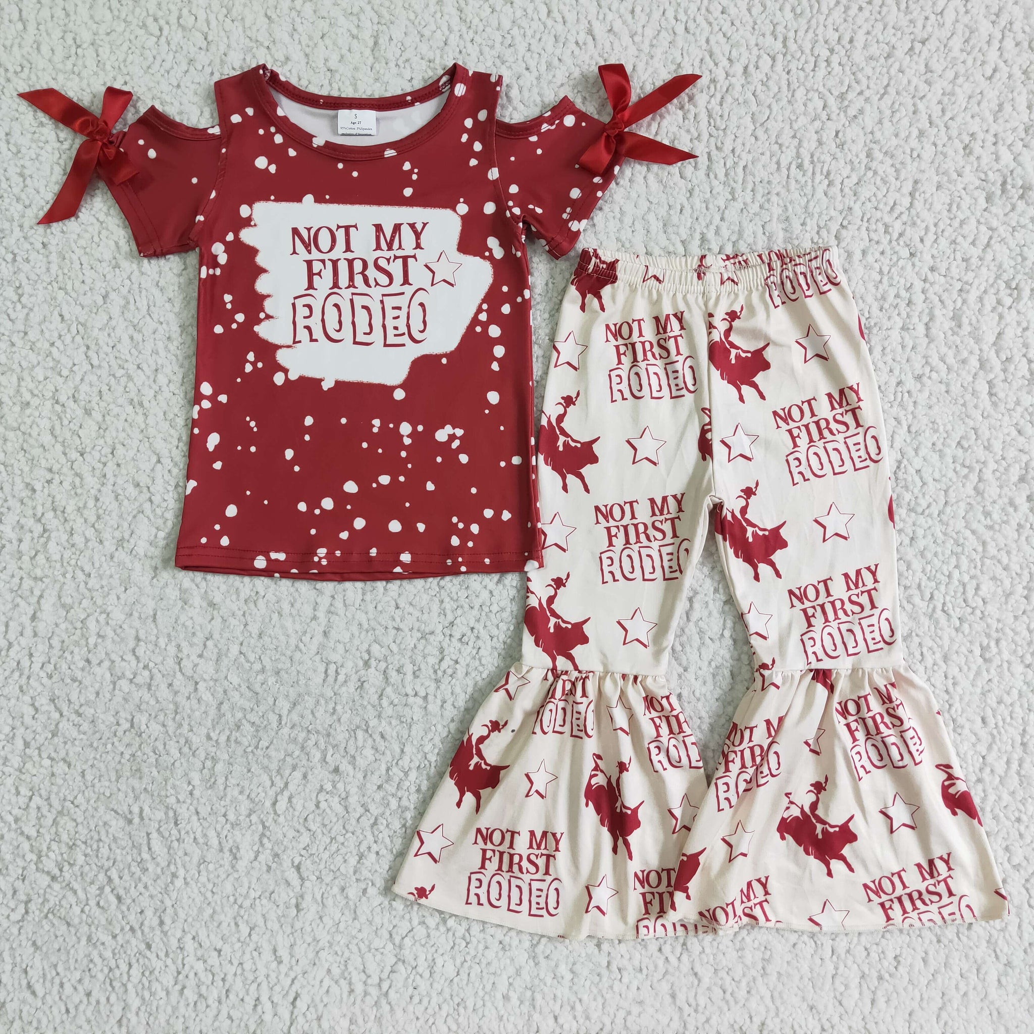 GSPO0088 RODEO red bow short-sleeved pants set
