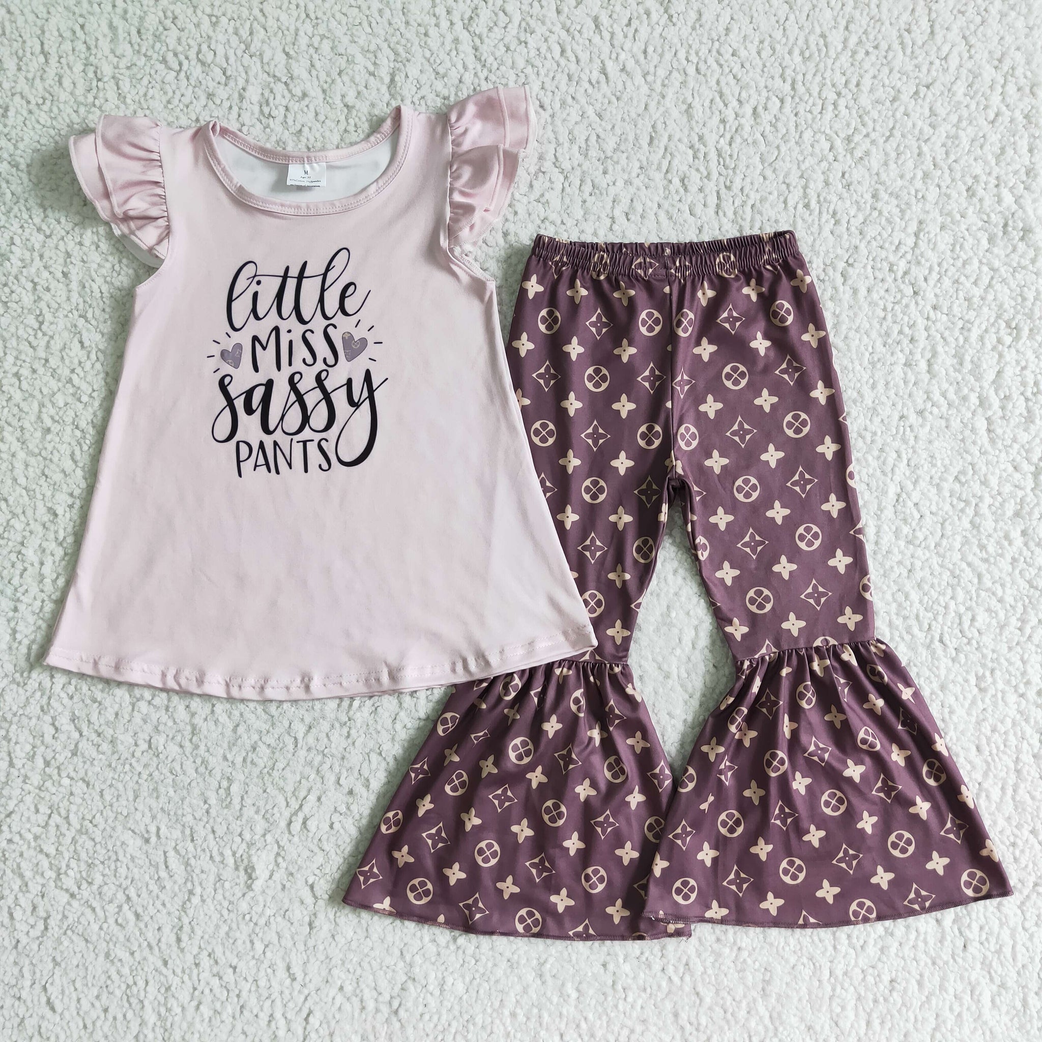 GSPO0087 little miss Sassy pants fly-sleeve pants set