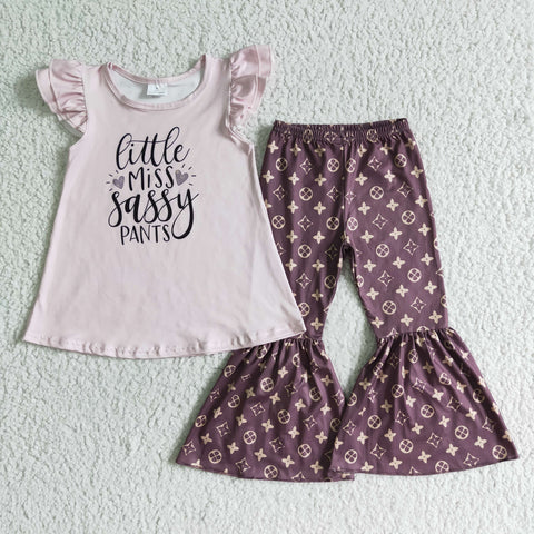 GSPO0087 little miss Sassy pants fly-sleeve pants set